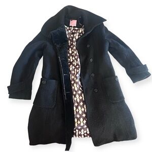 TED BAKER Womens Wool Mohair Blend Black Single Breasted Peacoat TB Size 4 US 8